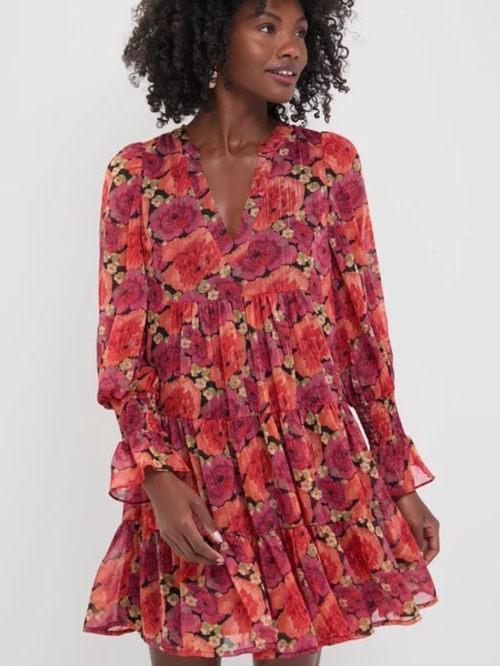 Tuckernuck NWT Pomander Place Rose Chiffon Kenzo Long Sleeve Mini Dress Small